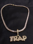 14k Ice out Gold filled 20inch Tennis and Charm