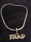 14k Ice out Gold filled 20inch Tennis and Charm