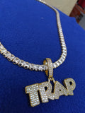 14k Ice out Gold filled 20inch Tennis and Charm