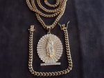 14k 6mm Gold Plated Cuban Link Chain Pendant and Bracelet Set
