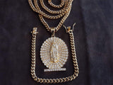 14k 6mm Gold Plated Cuban Link Chain Pendant and Bracelet Set