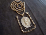 14k 6mm Gold Plated Cuban Link Chain Pendant and Bracelet Set