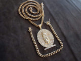14k 6mm Gold Plated Cuban Link Chain Pendant and Bracelet Set