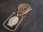 14k 6mm Gold Plated Cuban Link Chain Pendant and Bracelet Set