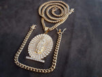 14k 6mm Gold Plated Cuban Link Chain Pendant and Bracelet Set