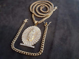 14k 6mm Gold Plated Cuban Link Chain Pendant and Bracelet Set