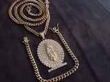 14k 6mm Gold Plated Cuban Link Chain Pendant and Bracelet Set