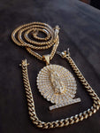 14k 6mm Gold Plated Cuban Link Chain Pendant and Bracelet Set