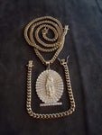 14k 6mm Gold Plated Cuban Link Chain Pendant and Bracelet Set