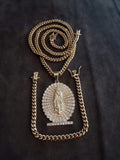 14k 6mm Gold Plated Cuban Link Chain Pendant and Bracelet Set