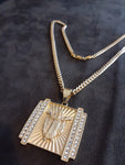 14k 6mm Gold Plated Cuban link Chain and Pendant