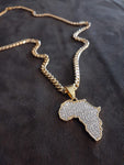 14k 6mm Gold Plated Cuban link Chain and Pendant