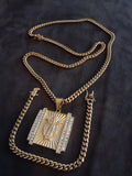 14k 6mm Gold Plated Cuban Link Chain Pendant and Bracelet Set