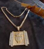 14k 6mm Gold Plated Cuban link Chain and Pendant