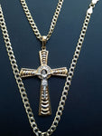 10K 3mm Diamond Cut Gold Over 925 Silver Cuban link Chain Bracelet and Pendant set