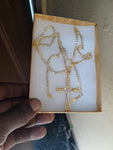 10K 3mm Diamond Cut Gold Over 925 Silver Cuban link Chain Bracelet and Pendant set