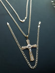 10K 3mm Diamond Cut Gold Over 925 Silver Cuban link Chain Bracelet and Pendant set