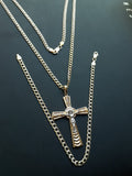 10K 3mm Diamond Cut Gold Over 925 Silver Cuban link Chain Bracelet and Pendant set