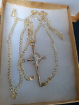 10K 3mm Diamond Cut Gold Over 925 Silver Cuban link Chain Bracelet and Pendant set