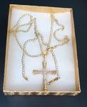 10K 3mm Diamond Cut Gold Over 925 Silver Cuban link Chain Bracelet and Pendant set