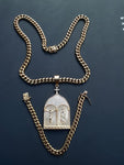14k 8mm Gold Plated Cuban Link Chain Pendant and Bracelet Set