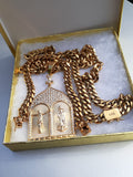 14k 8mm Gold Plated Cuban Link Chain Pendant and Bracelet Set