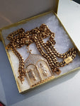 14k 8mm Gold Plated Cuban Link Chain Pendant and Bracelet Set