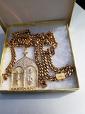 14k 8mm Gold Plated Cuban Link Chain Pendant and Bracelet Set