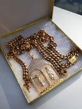 14k 8mm Gold Plated Cuban Link Chain Pendant and Bracelet Set