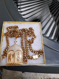 14k 8mm Gold Plated Cuban Link Chain Pendant and Bracelet Set