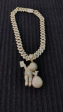 14k gold plated Iced out 20mm Big Cuban link Chain and Iced out  Gold plated Riche Rich Pendant