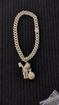 14k gold plated Iced out 20mm Big Cuban link Chain and Iced out  Gold plated Riche Rich Pendant