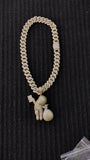 14k gold plated Iced out 20mm Big Cuban link Chain and Iced out  Gold plated Riche Rich Pendant