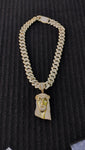 14k gold plated Iced out 20mm Cuban link Chain and Iced out World 🌎 Pendant