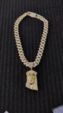 14k gold plated Iced out 20mm Cuban link Chain and Iced out World 🌎 Pendant
