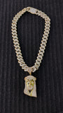 14k gold plated Iced out 20mm Cuban link Chain and Iced out World 🌎 Pendant