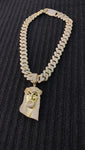 14k gold plated Iced out 20mm Cuban link Chain and Iced out World 🌎 Pendant