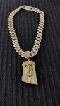 14k gold plated Iced out 20mm Cuban link Chain and Iced out World 🌎 Pendant