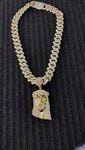 14k gold plated Iced out 20mm Cuban link Chain and Iced out World 🌎 Pendant