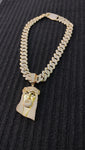 14k gold plated Iced out 20mm Cuban link Chain and Iced out World 🌎 Pendant