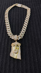 14k gold plated Iced out 20mm Cuban link Chain and Iced out World 🌎 Pendant