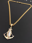 14k Gold Plated 6mm Cuban link Chain and Pendant