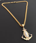 14k Gold Plated 6mm Cuban link Chain and Pendant