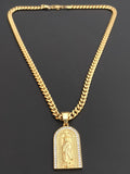 14k Gold Plated 6mm Cuban link Chain and Pendant