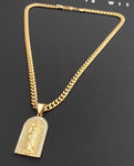14k Gold Plated 6mm Cuban link Chain and Pendant