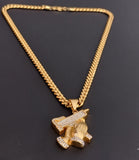 14k Gold Plated 6mm Cuban link Chain and Pendant