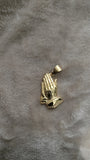 14k gold plated praying hands pendant