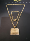 14k Gold Plated 6mm Cuban Link Chain Pendant and Bracelet Set