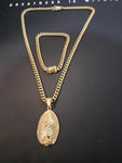 14k Gold Plated 6mm Cuban Link Chain Pendant and Bracelet Set