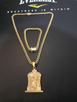 14k Gold Plated 6mm Cuban Link Chain Pendant and Bracelet Set